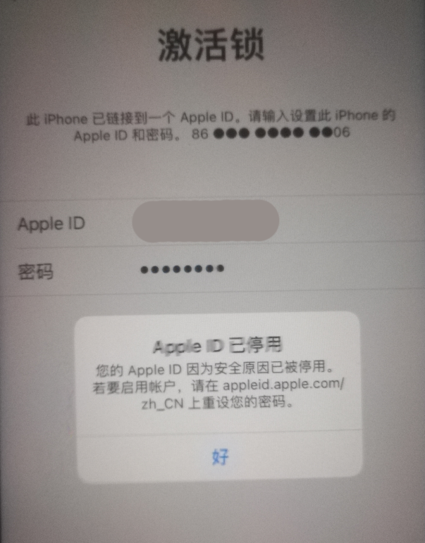 海城苹果手机维修分享iPhone 12 出现提示“Apple ID 已停用”怎么办 